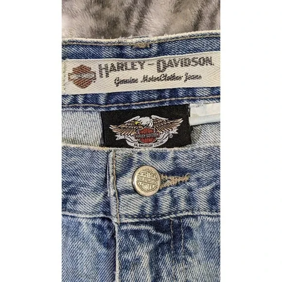 Harley Davidson Jeans Men's 42 X 29 Relaxed Straight Loose Denim Distressed - Picture 7 of 16